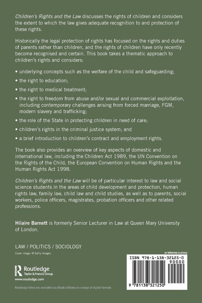 Weitere Ansicht: Children's Rights and the Law | Hilaire Barnett