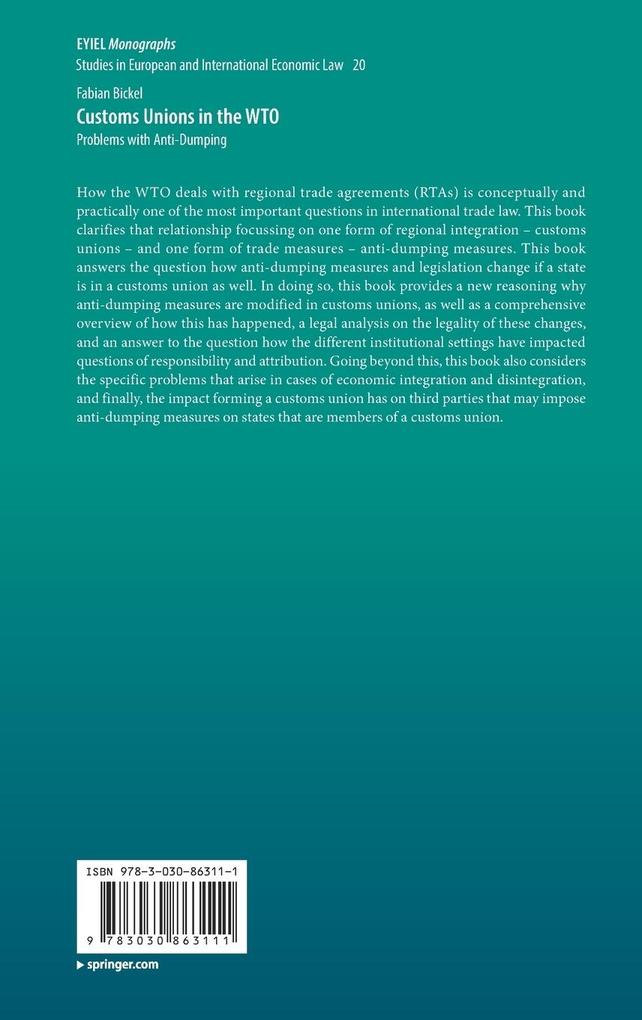 Weitere Ansicht: Customs Unions in the WTO | Fabian Bickel