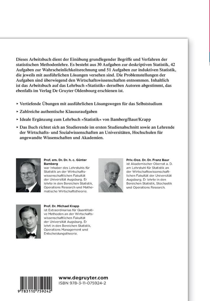 Weitere Ansicht: Statistik-Arbeitsbuch | Günter Bamberg, Franz Baur, Michael Krapp
