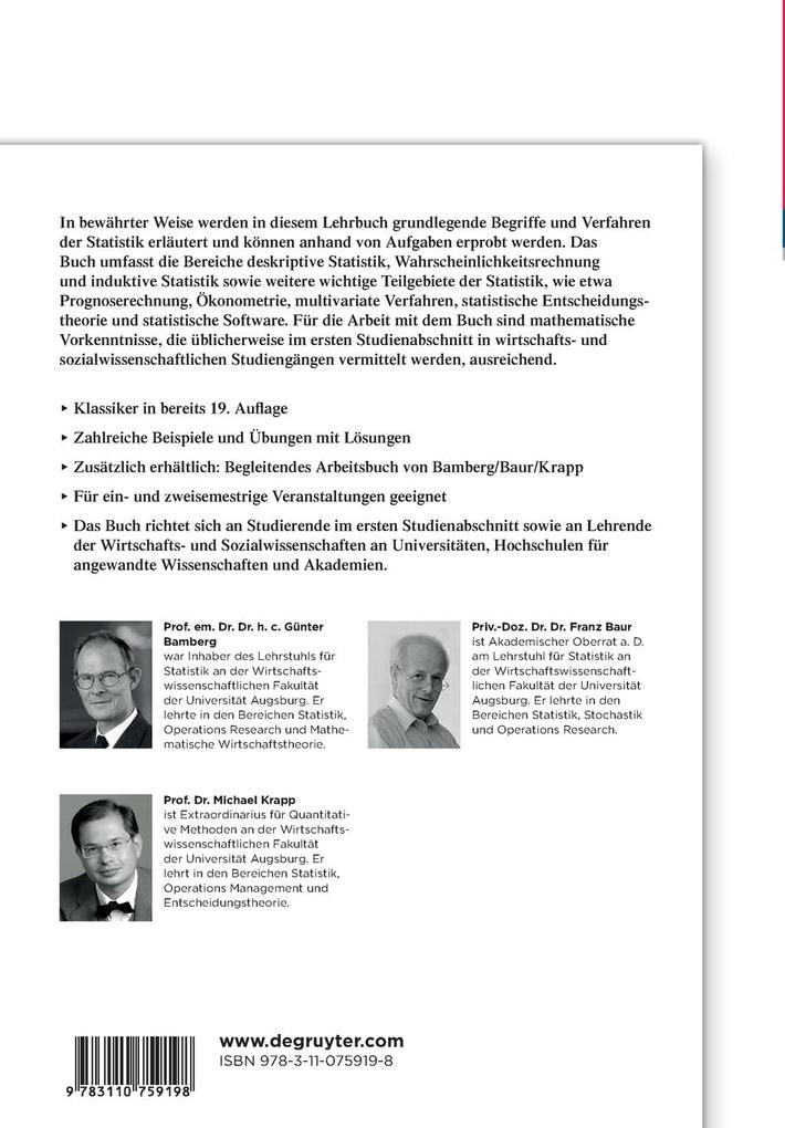 Weitere Ansicht: Statistik | Günter Bamberg, Franz Baur, Michael Krapp