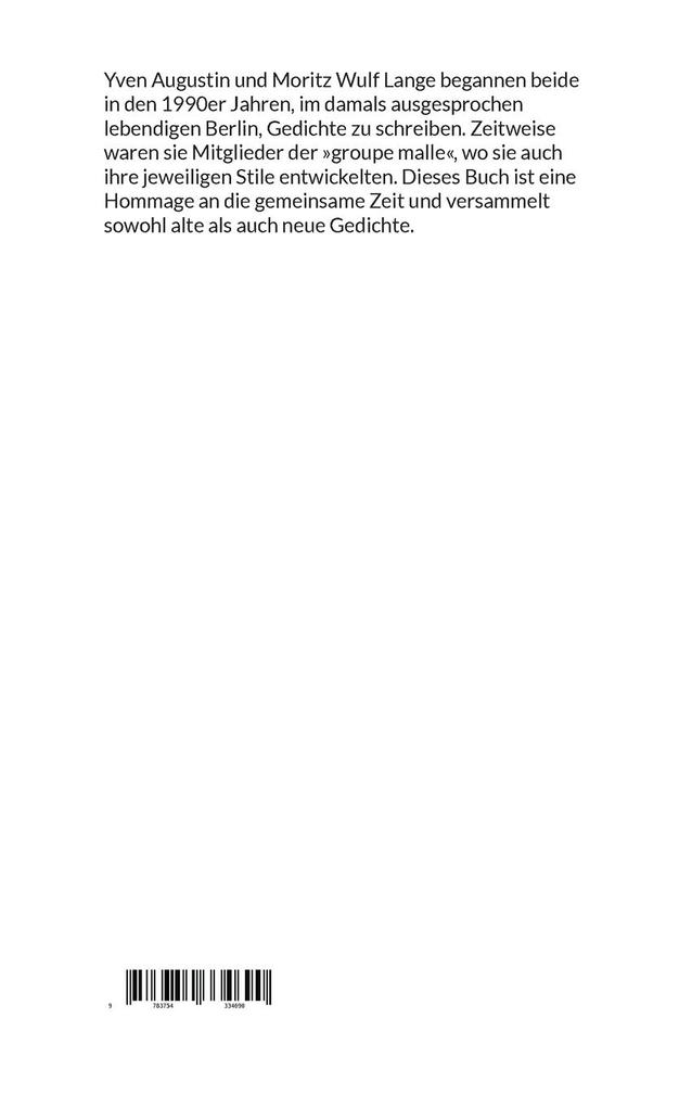Weitere Ansicht: Gedichte | Yven Augustin, Moritz Wulf Lange