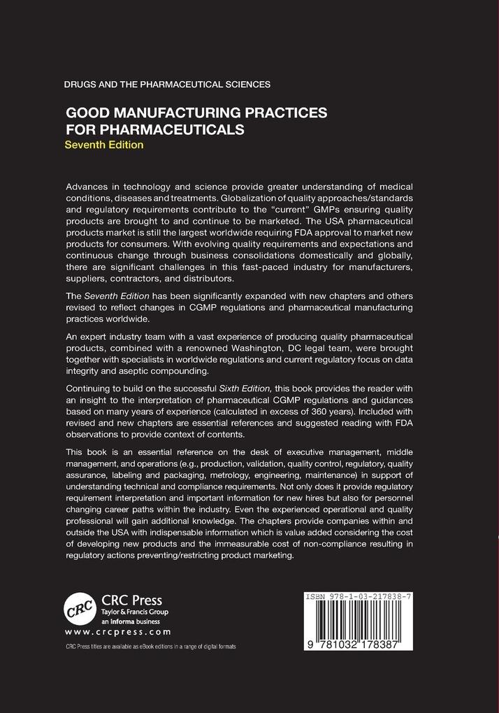 Weitere Ansicht: Good Manufacturing Practices for Pharmaceuticals, Seventh Edition | Graham P. Bunn