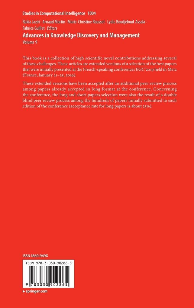 Weitere Ansicht: Advances in Knowledge Discovery and Management