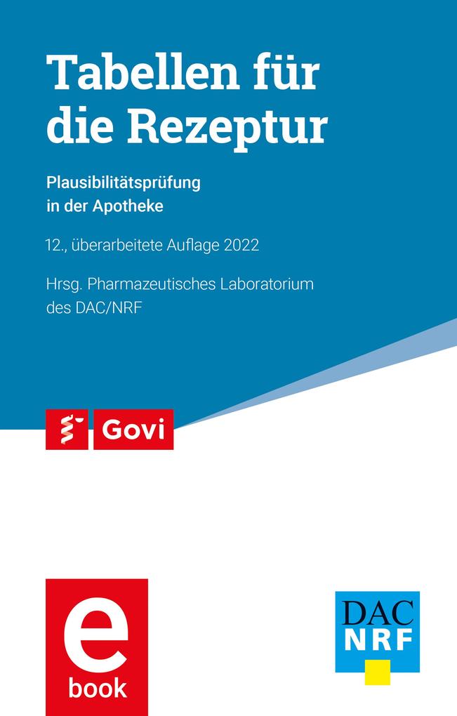 Produktbild: Tabellen für die Rezeptur