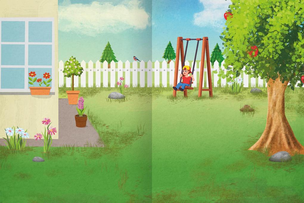 Weitere Ansicht: Erstes Stickern - Im Garten