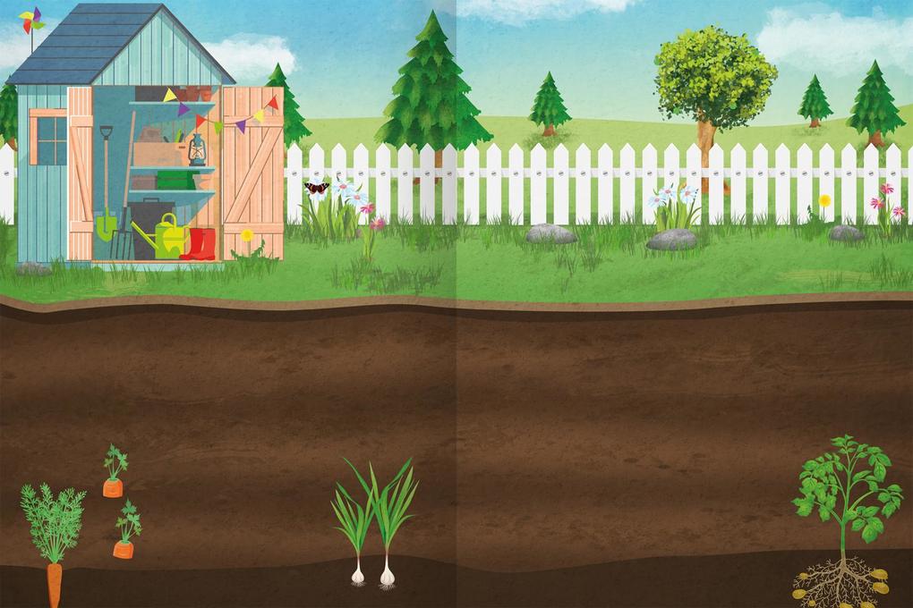 Weitere Ansicht: Erstes Stickern - Im Garten