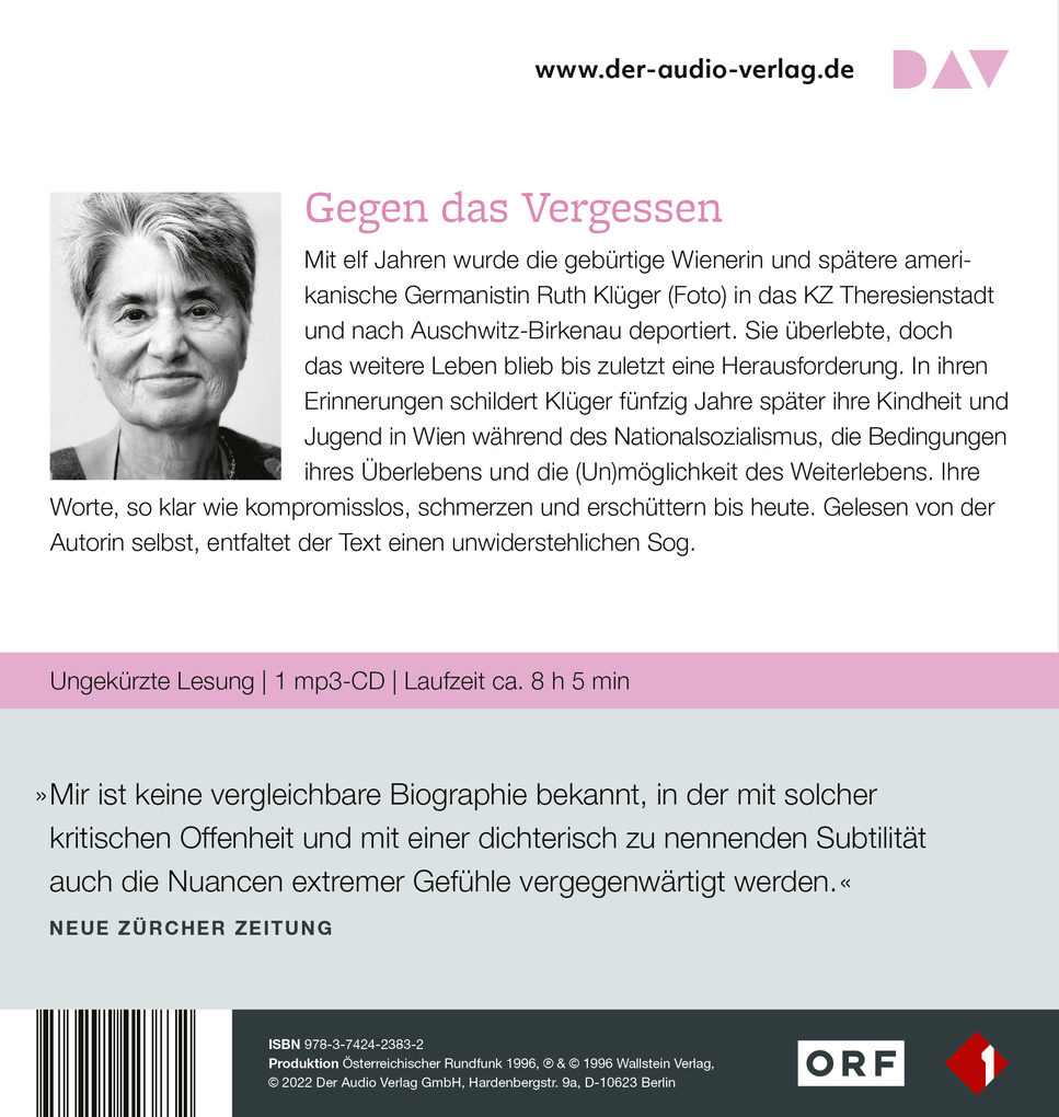 Weitere Ansicht: weiter leben. Eine Jugend | Ruth Klüger