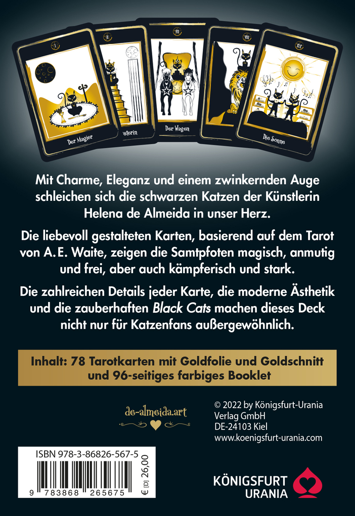 Weitere Ansicht: Golden Black Cat Tarot - Hochwertige Stülpdeckelschachtel mit Goldfolie | Helena de Almeida