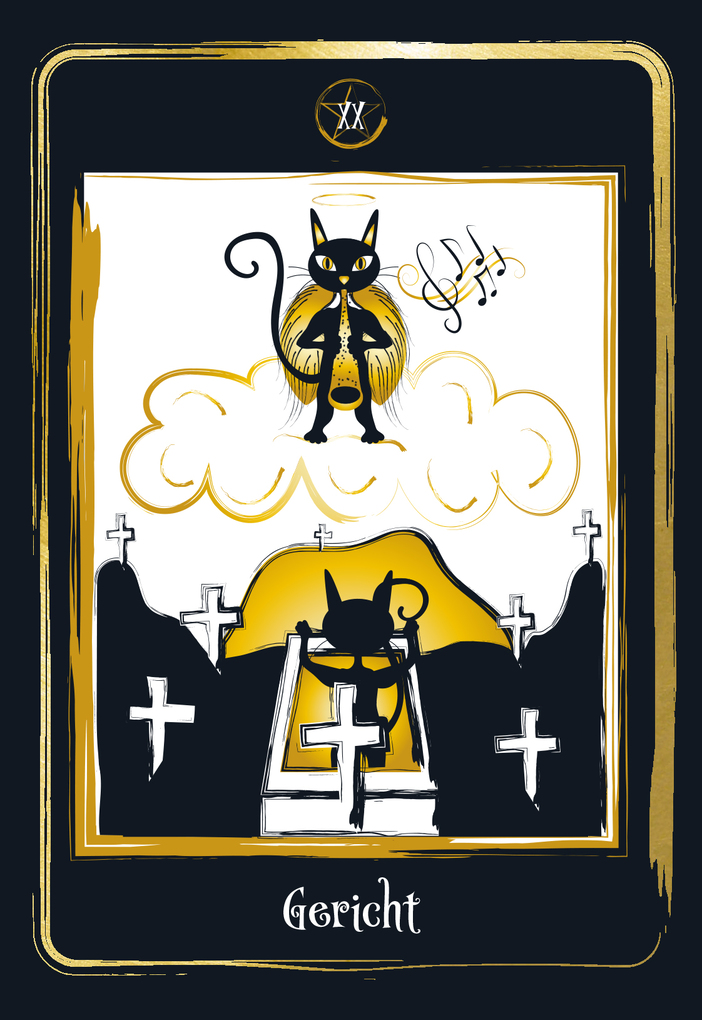 Weitere Ansicht: Golden Black Cat Tarot - Hochwertige Stülpdeckelschachtel mit Goldfolie | Helena de Almeida