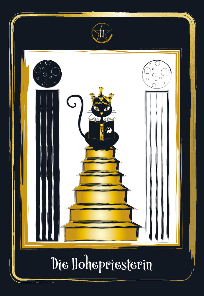 Weitere Ansicht: Golden Black Cat Tarot - Hochwertige Stülpdeckelschachtel mit Goldfolie | Helena de Almeida