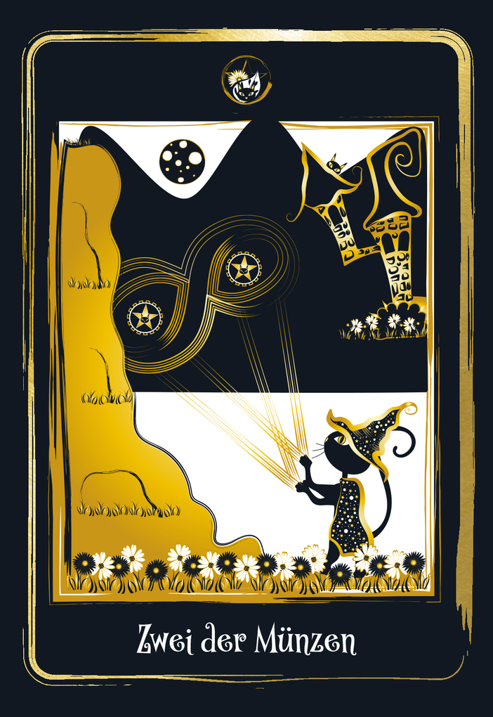 Weitere Ansicht: Golden Black Cat Tarot - Hochwertige Stülpdeckelschachtel mit Goldfolie | Helena de Almeida