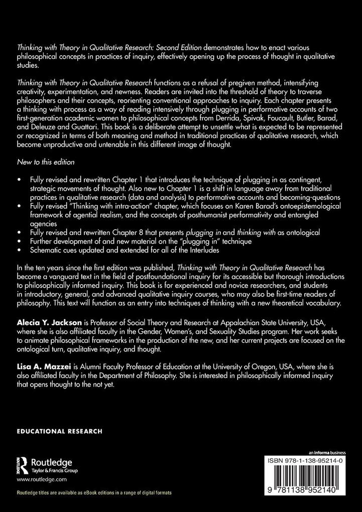 Weitere Ansicht: Thinking with Theory in Qualitative Research | Alecia Y. Jackson, Lisa A. Mazzei