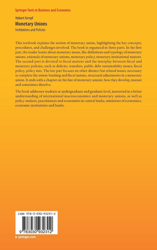 Weitere Ansicht: Monetary Unions | Hubert Kempf