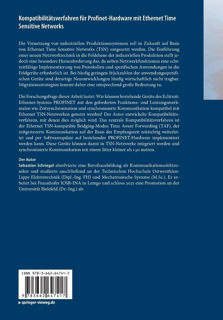 Weitere Ansicht: Kompatibilitätsverfahren für Profinet-Hardware mit Ethernet Time Sensitive Networks | Sebastian Schriegel