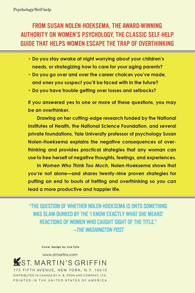 Weitere Ansicht: Women Who Think Too Much | Susan Nolen-Hoeksema