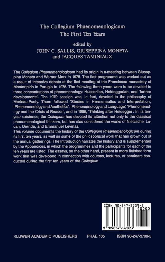 Weitere Ansicht: The Collegium Phaenomenologicum, The First Ten Years