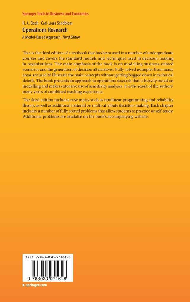 Weitere Ansicht: Operations Research | H. A. Eiselt, Carl-Louis Sandblom
