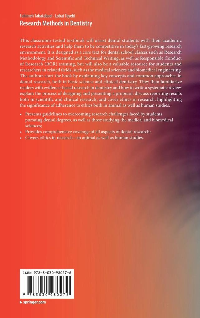 Weitere Ansicht: Research Methods in Dentistry | Fahimeh Tabatabaei, Lobat Tayebi