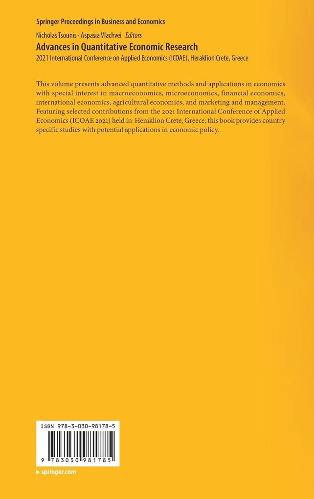 Weitere Ansicht: Advances in Quantitative Economic Research