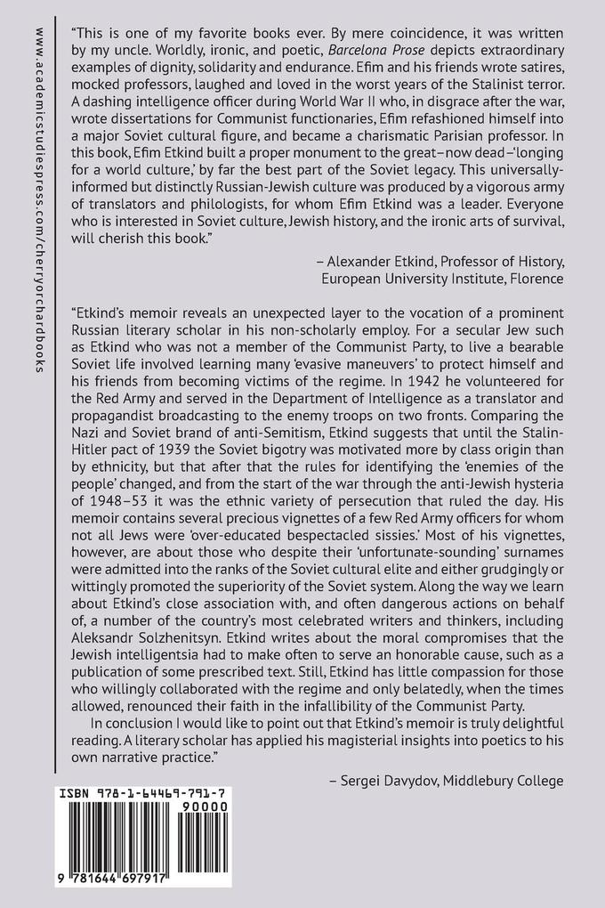 Weitere Ansicht: Barcelona Prose | Efim Etkind