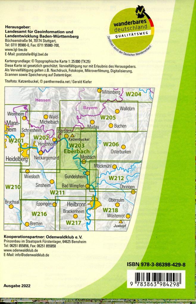 Weitere Ansicht: W203 Wanderkarte 1:25 000 Eberbach