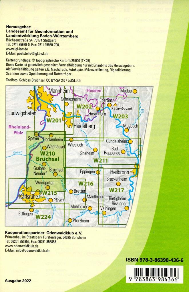 Weitere Ansicht: W210 Wanderkarte 1:25 000 Bruchsal