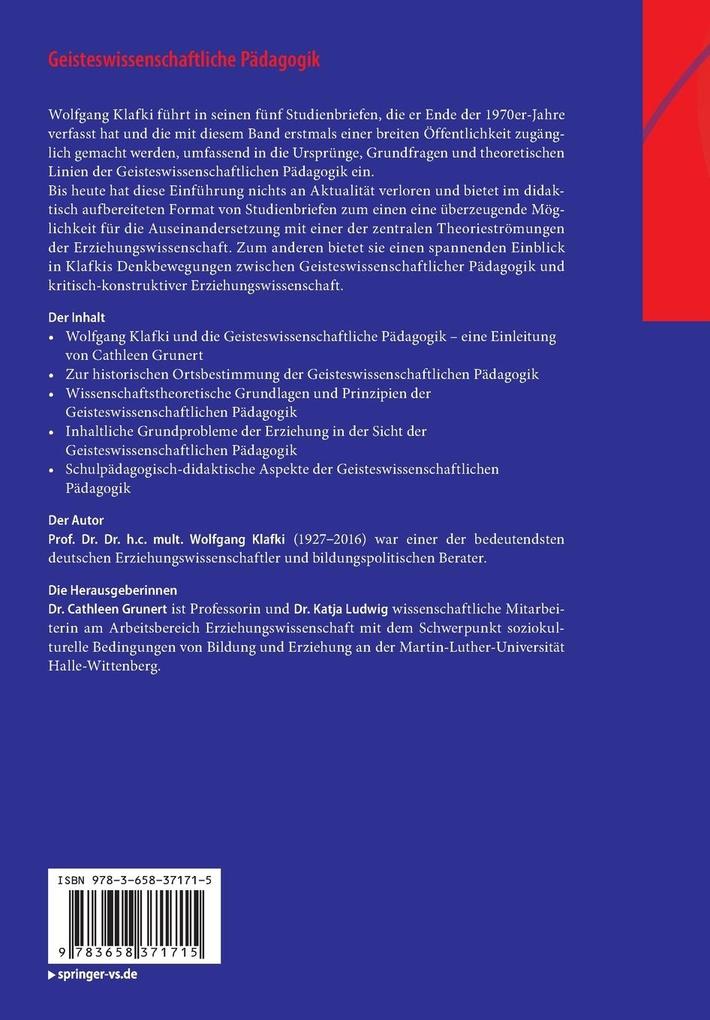 Weitere Ansicht: Geisteswissenschaftliche Pädagogik | Wolfgang Klafki