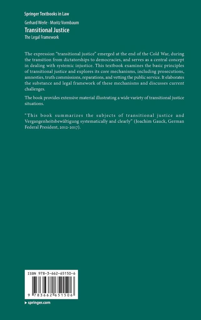 Weitere Ansicht: Transitional Justice | Gerhard Werle, Moritz Vormbaum