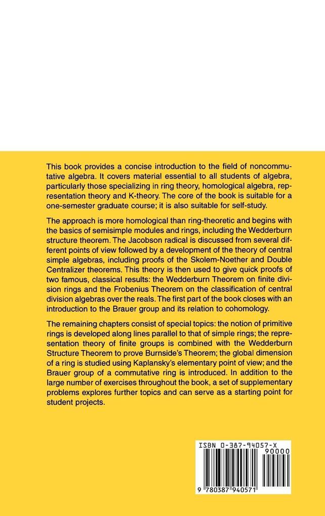 Weitere Ansicht: Noncommutative Algebra | R. Keith Dennis, Benson Farb