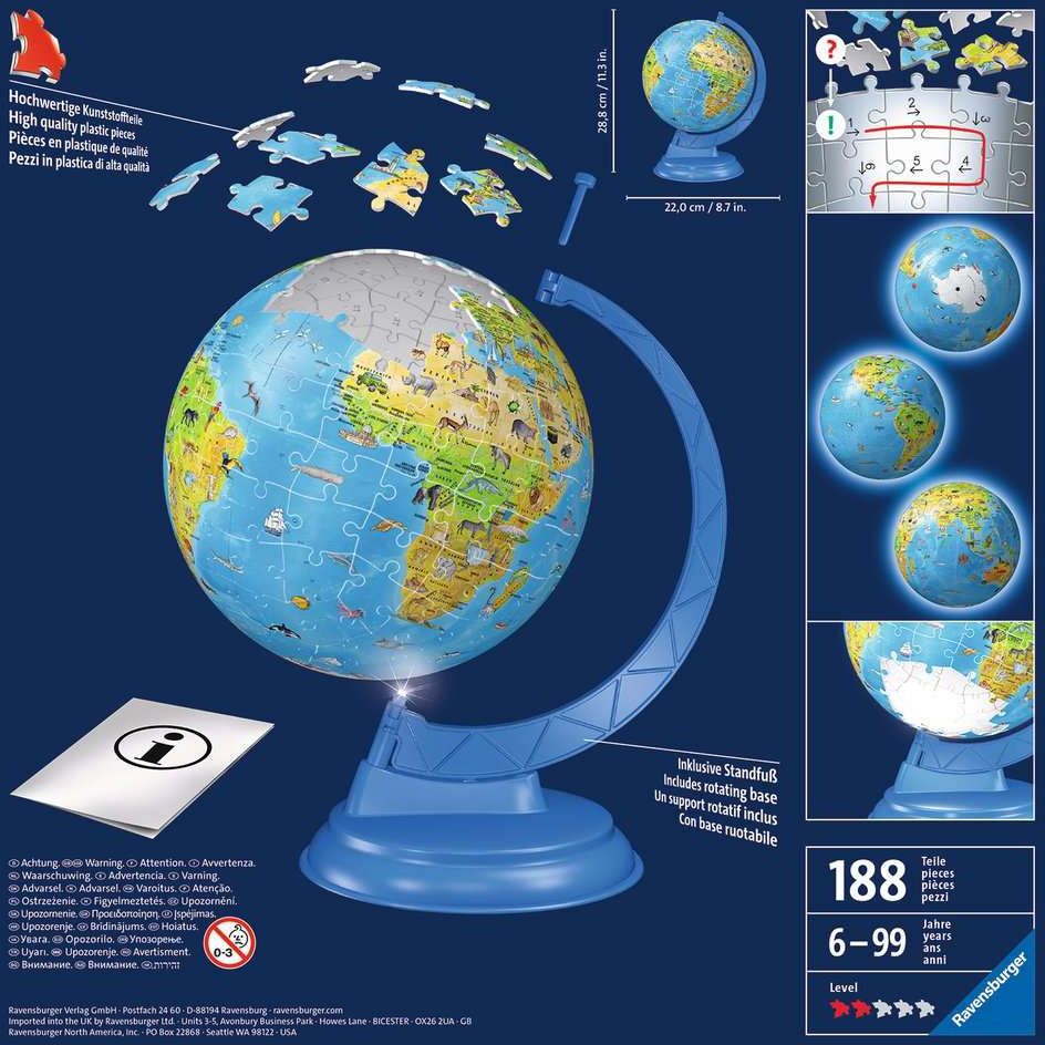 Weitere Ansicht: Ravensburger - Kinderglobus mit Licht, 180 Teile