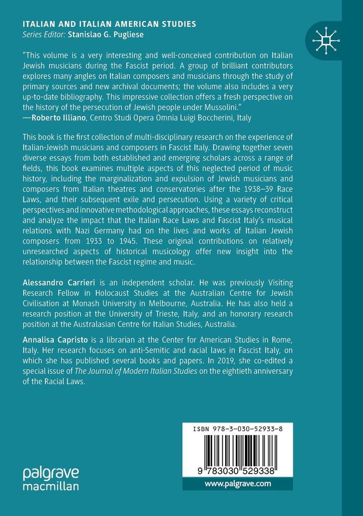 Weitere Ansicht: Italian Jewish Musicians and Composers under Fascism