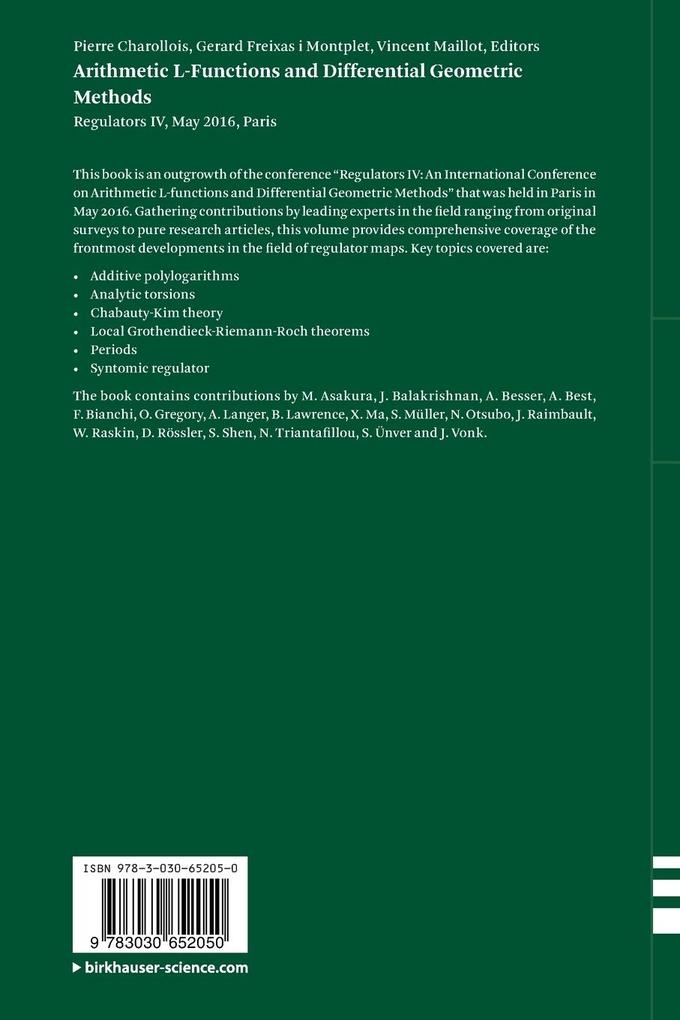 Weitere Ansicht: Arithmetic L-Functions and Differential Geometric Methods