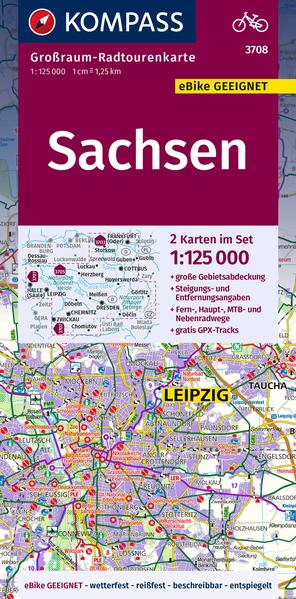 Produktbild: KOMPASS Großraum-Radtourenkarte 3708 Sachsen 1:125.000