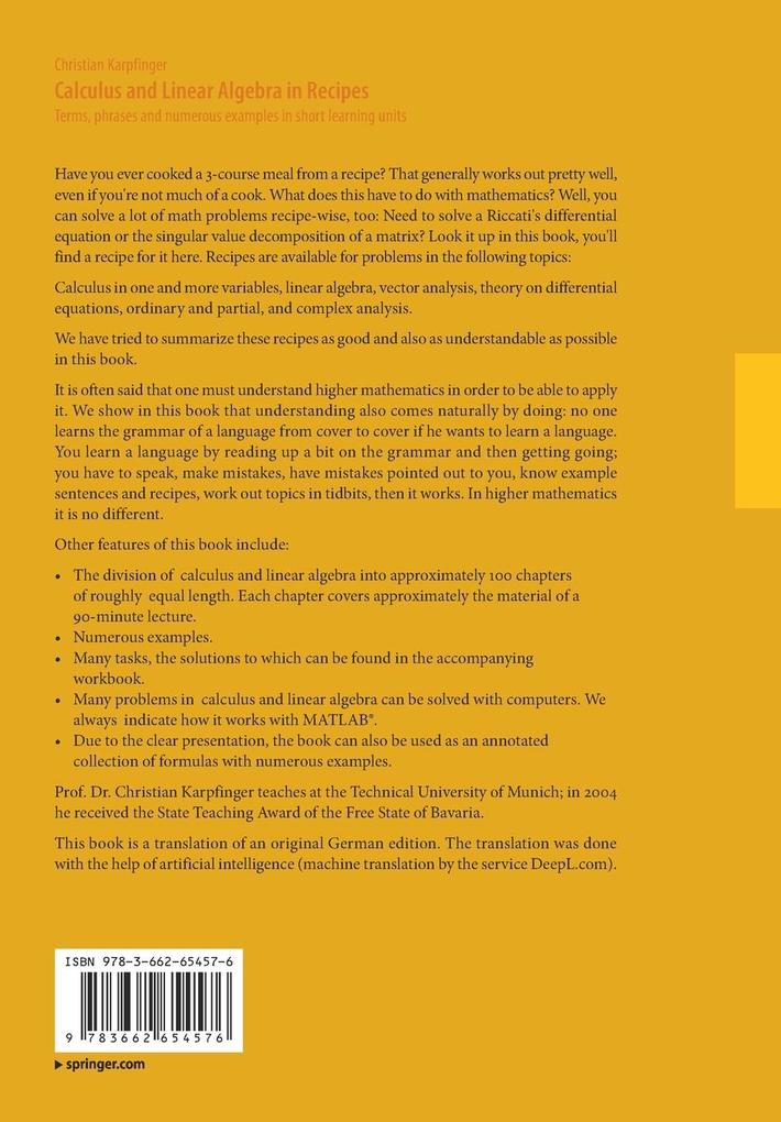 Weitere Ansicht: Calculus and Linear Algebra in Recipes | Christian Karpfinger