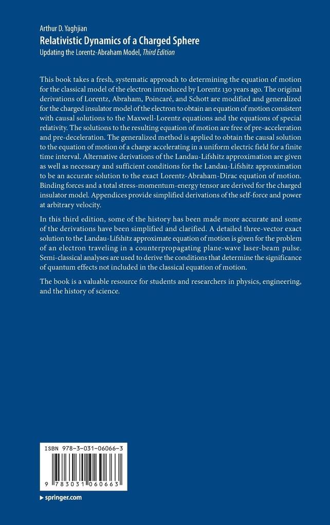 Weitere Ansicht: Relativistic Dynamics of a Charged Sphere | Arthur D. Yaghjian