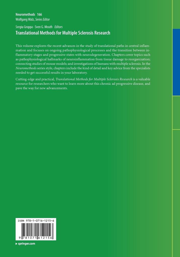 Weitere Ansicht: Translational Methods for Multiple Sclerosis Research