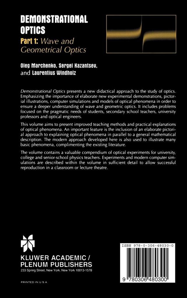 Weitere Ansicht: Demonstrational Optics | Oleg M. Marchenko, Sergi Kazantsev, Laurentius Windholz