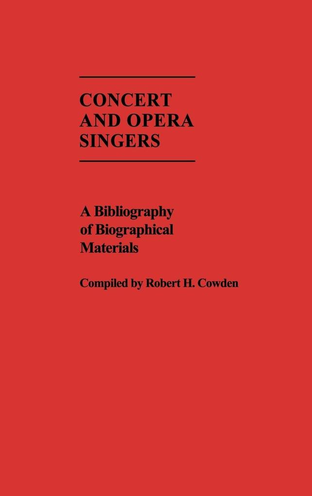 Concert and Opera Singers als Buch (gebunden)