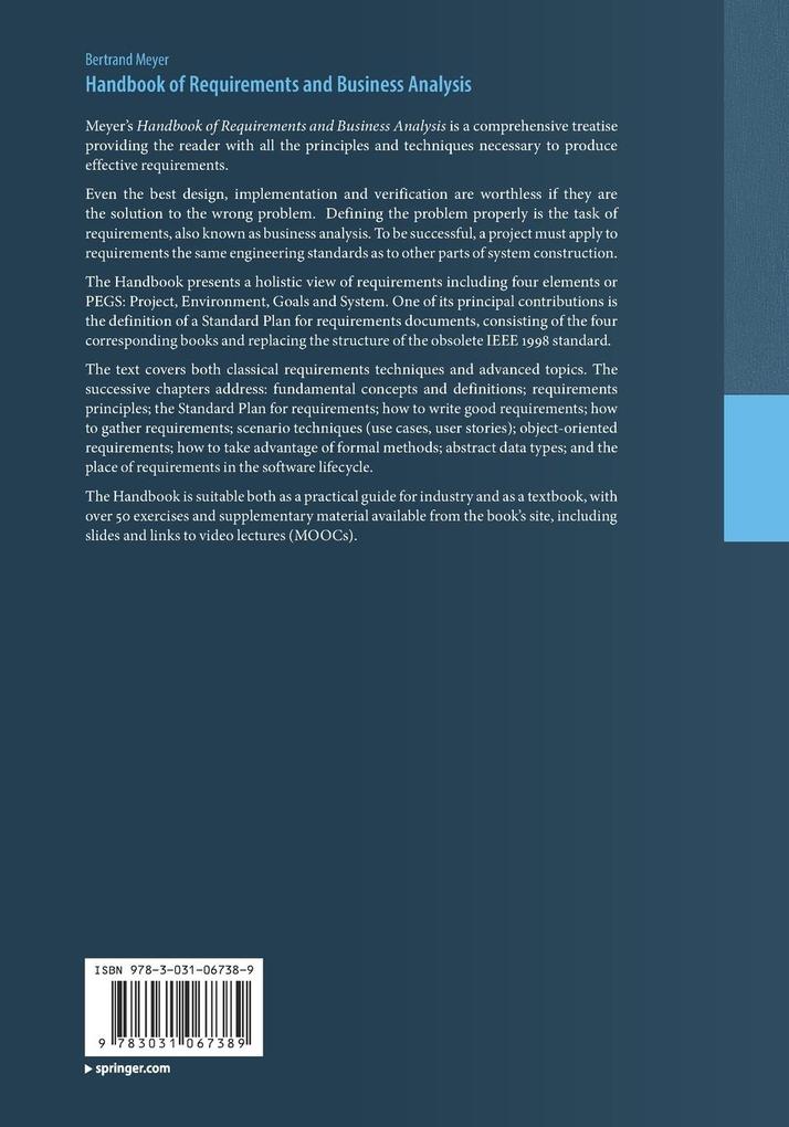 Weitere Ansicht: Handbook of Requirements and Business Analysis | Bertrand Meyer