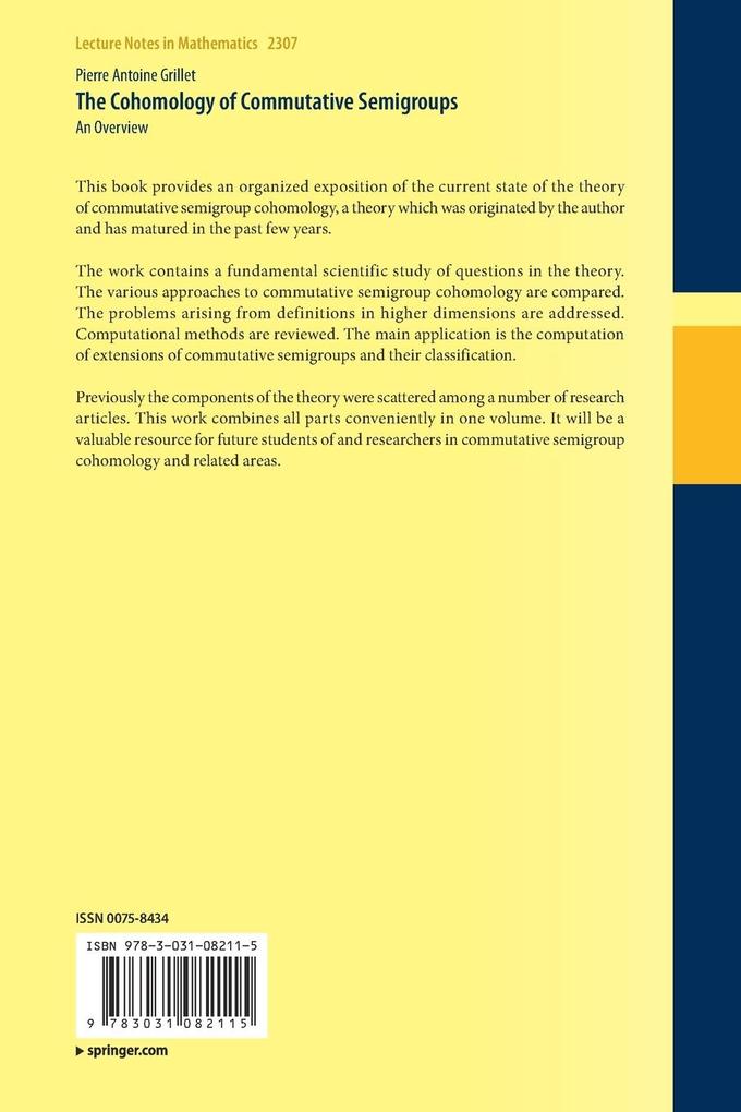 Weitere Ansicht: The Cohomology of Commutative Semigroups | Pierre Antoine Grillet