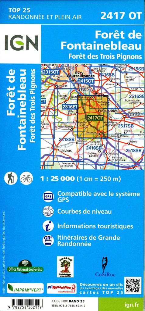 Weitere Ansicht: Forêt de Fontainbleau Trois Pignons 1:25 000