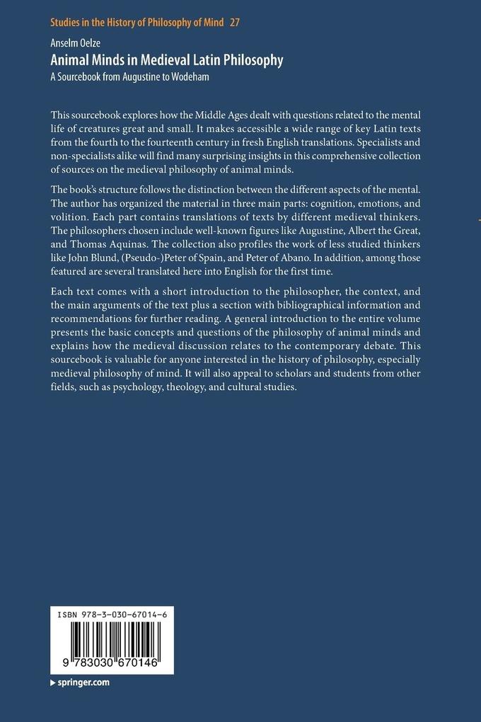 Weitere Ansicht: Animal Minds in Medieval Latin Philosophy | Anselm Oelze