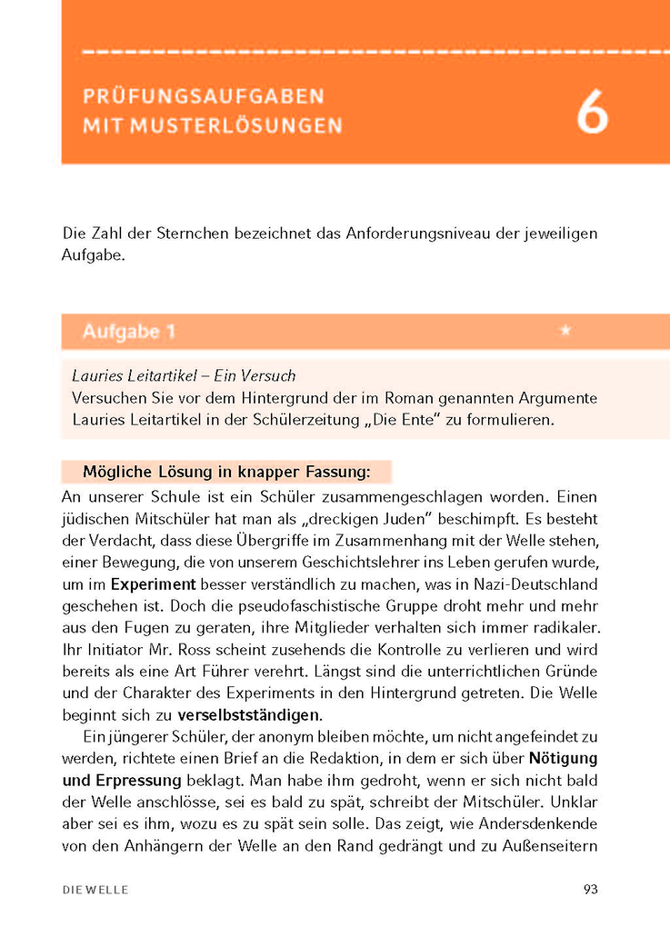 Weitere Ansicht: Die Welle - Textanalyse und Interpretation | Morton Rhue