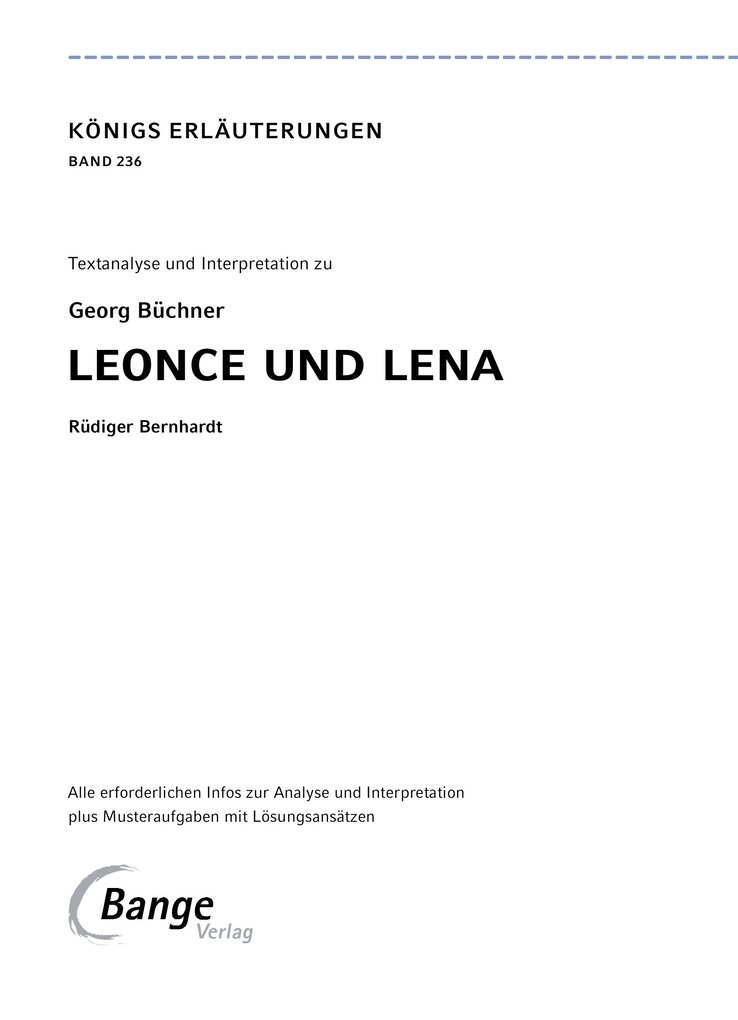 Weitere Ansicht: Leonce und Lena - Textanalyse und Interpretation | Georg Büchner