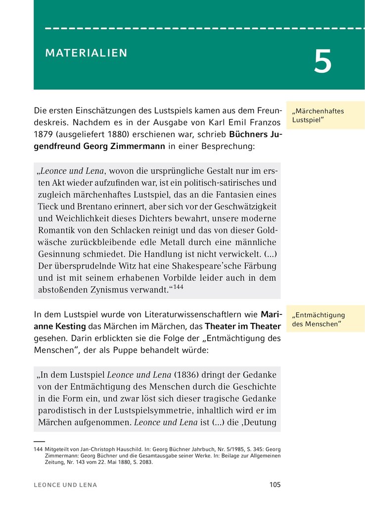 Weitere Ansicht: Leonce und Lena - Textanalyse und Interpretation | Georg Büchner