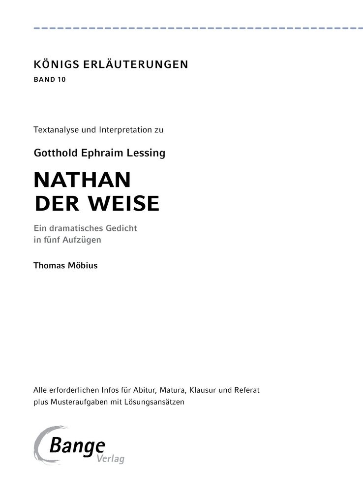 Weitere Ansicht: Nathan der Weise - Textanalyse und Interpretation | Gotthold Ephraim Lessing