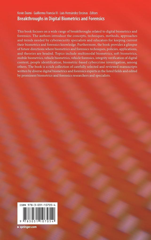 Weitere Ansicht: Breakthroughs in Digital Biometrics and Forensics