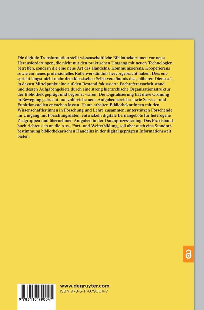 Weitere Ansicht: Praxishandbuch Wissenschaftliche Bibliothekar:innen