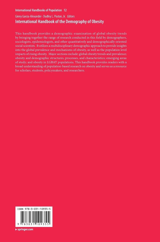 Weitere Ansicht: International Handbook of the Demography of Obesity
