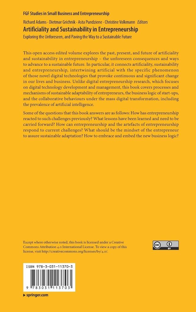 Weitere Ansicht: Artificiality and Sustainability in Entrepreneurship